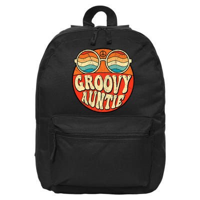 Groovy Auntie 70s Aesthetic Nostalgia 1970s Retro Aunt 16 in Basic Backpack