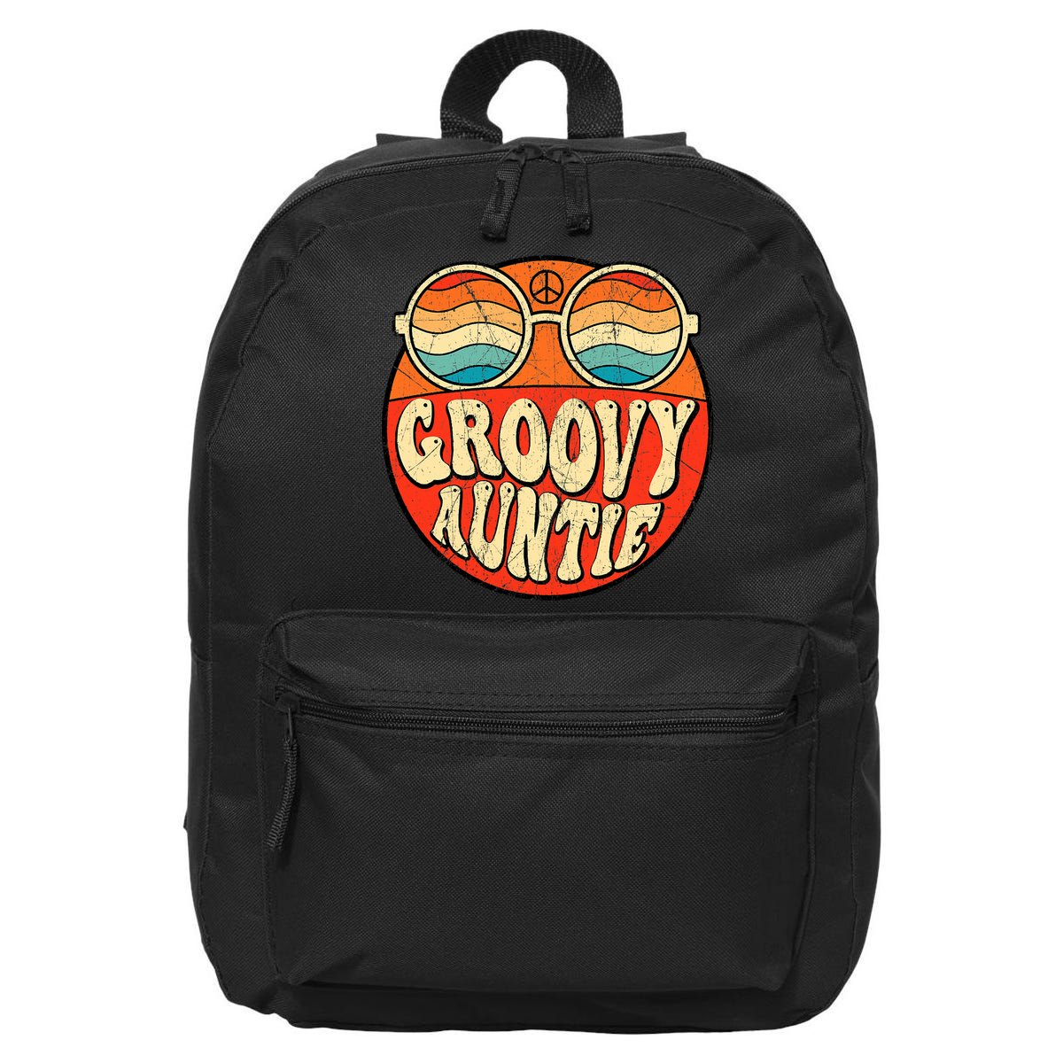 Groovy Auntie 70s Aesthetic Nostalgia 1970s Retro Aunt 16 in Basic Backpack