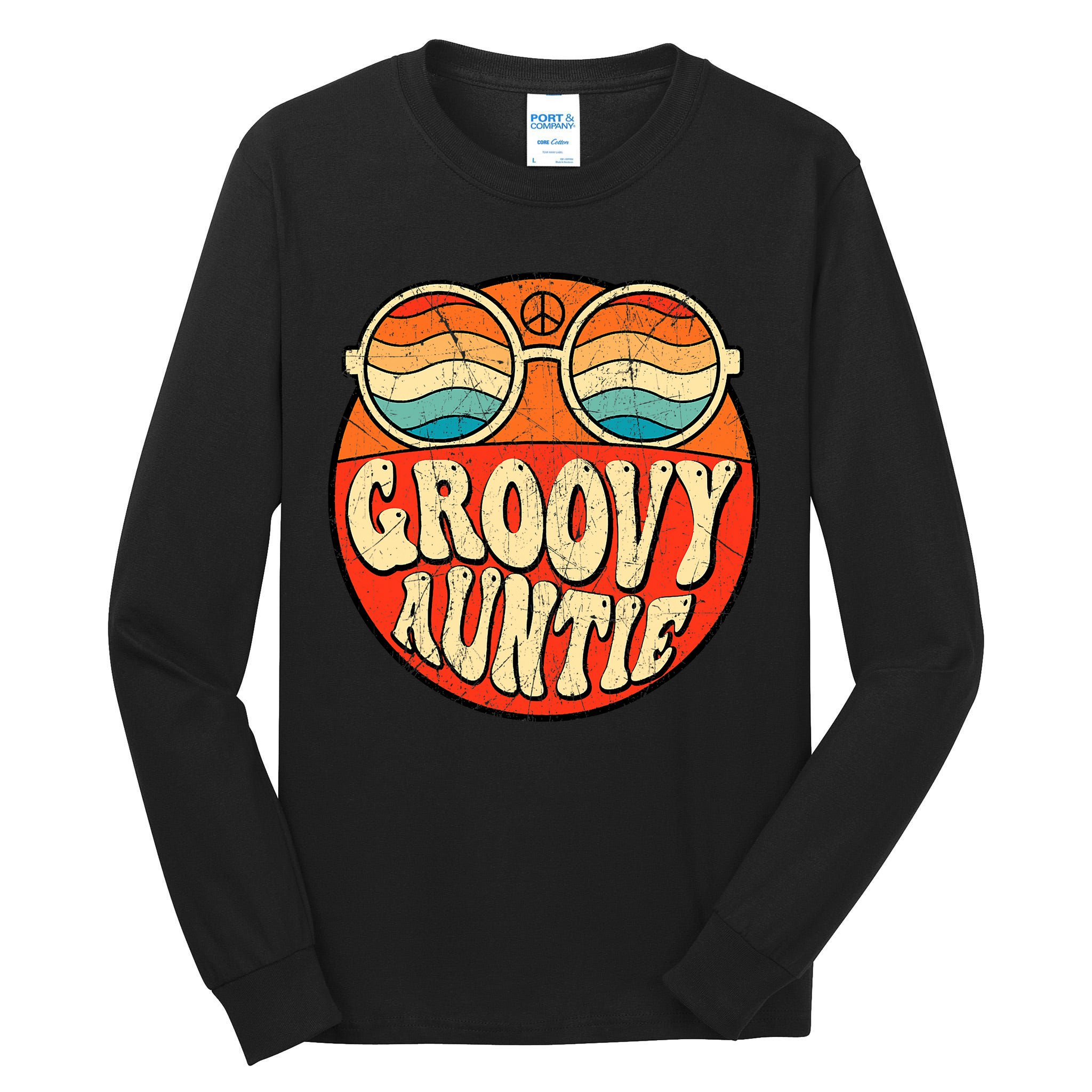 Groovy Auntie 70s Aesthetic Nostalgia 1970s Retro Aunt Tall Long Sleeve T-Shirt