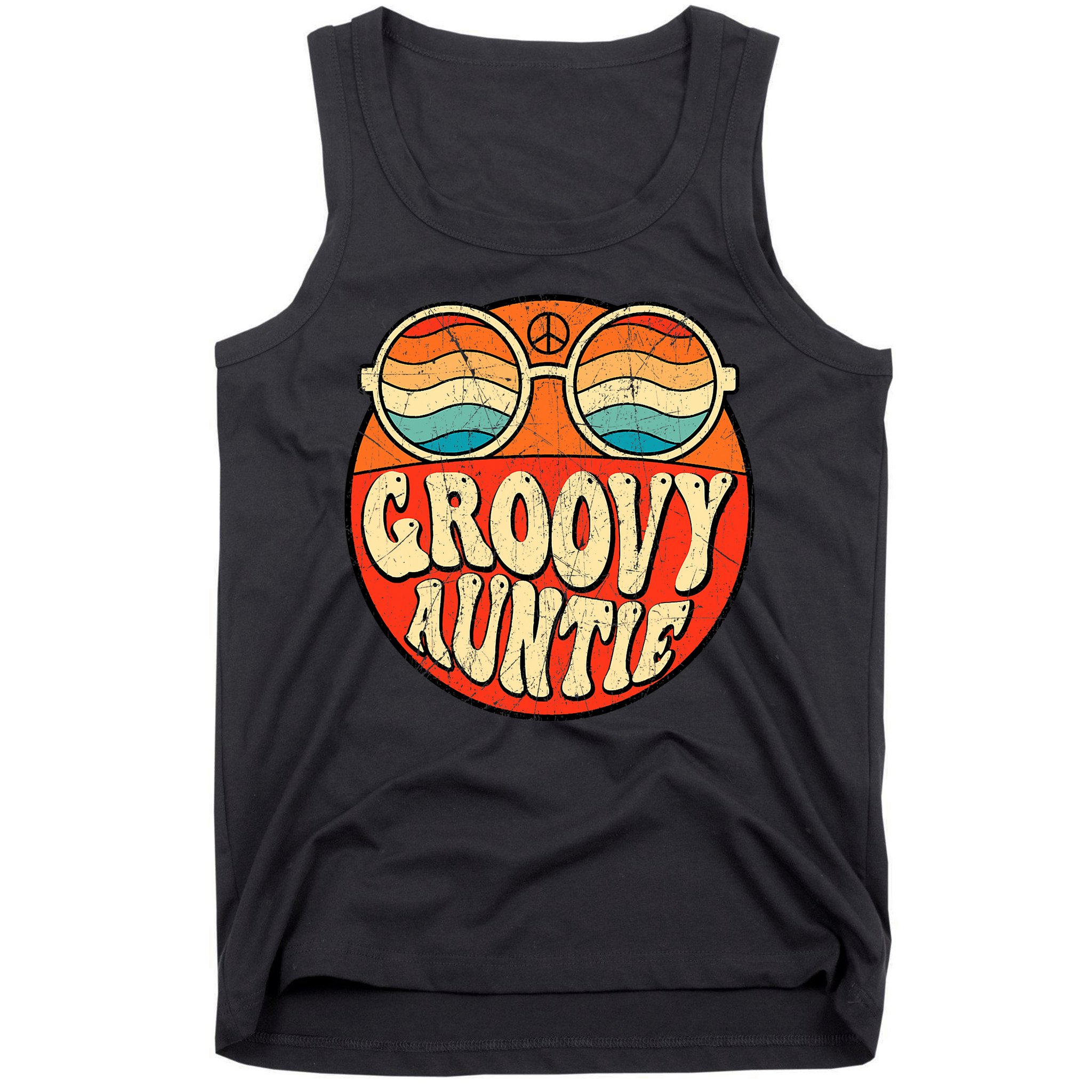 Groovy Auntie 70s Aesthetic Nostalgia 1970s Retro Aunt Tank Top