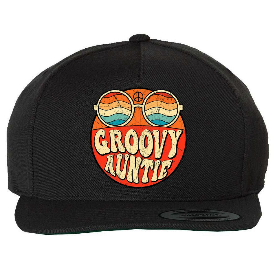Groovy Auntie 70s Aesthetic Nostalgia 1970s Retro Aunt Wool Snapback Cap