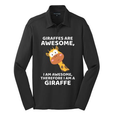 Giraffes Are Awesome I Am Awesome Therefore I Am A Giraffe Silk Touch Performance Long Sleeve Polo