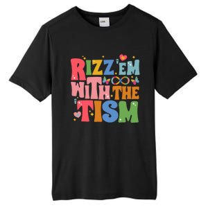 Groovy Autism Awareness Funny Rizz Em With The Tism Meaningful Gift Tall Fusion ChromaSoft Performance T-Shirt