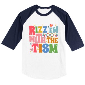 Groovy Autism Awareness Funny Rizz Em With The Tism Meaningful Gift Baseball Sleeve Shirt