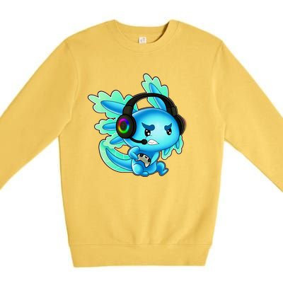 Gaming Axolotl Ambystoma Mexicanum Mexican Walking Fish Premium Crewneck Sweatshirt