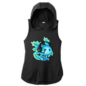 Gaming Axolotl Ambystoma Mexicanum Mexican Walking Fish Ladies PosiCharge Tri-Blend Wicking Draft Hoodie Tank