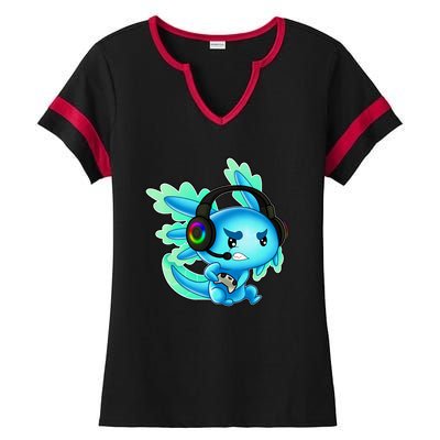 Gaming Axolotl Ambystoma Mexicanum Mexican Walking Fish Ladies Halftime Notch Neck Tee