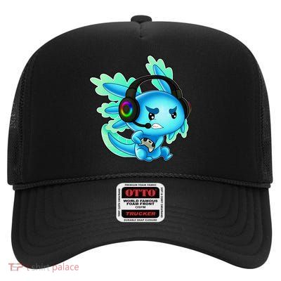 Gaming Axolotl Ambystoma Mexicanum Mexican Walking Fish High Crown Mesh Back Trucker Hat