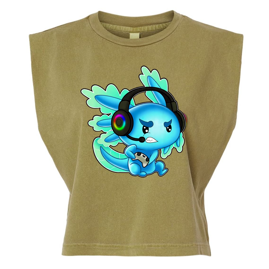 Gaming Axolotl Ambystoma Mexicanum Mexican Walking Fish Garment-Dyed Women's Muscle Tee