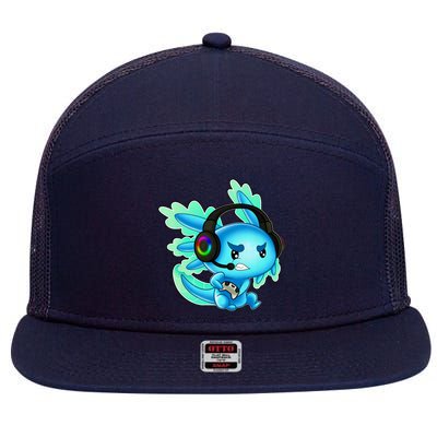 Gaming Axolotl Ambystoma Mexicanum Mexican Walking Fish 7 Panel Mesh Trucker Snapback Hat