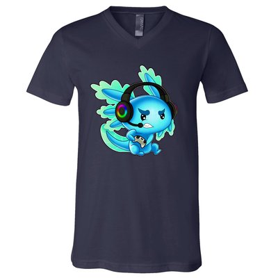 Gaming Axolotl Ambystoma Mexicanum Mexican Walking Fish V-Neck T-Shirt