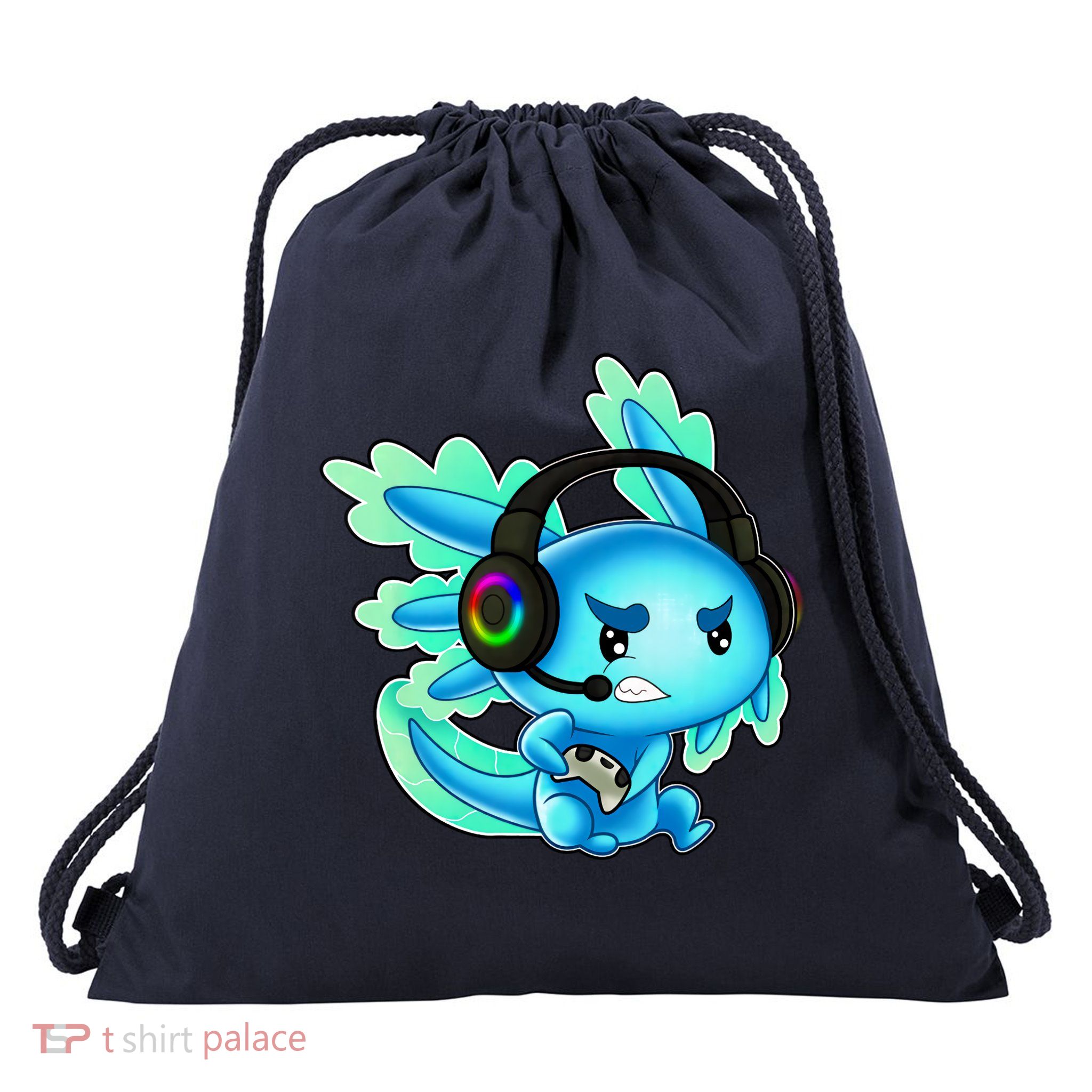 Gaming Axolotl Ambystoma Mexicanum Mexican Walking Fish Drawstring Bag