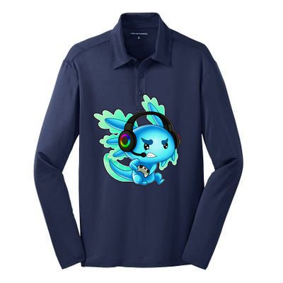 Gaming Axolotl Ambystoma Mexicanum Mexican Walking Fish Silk Touch Performance Long Sleeve Polo