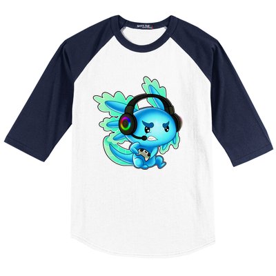 Gaming Axolotl Ambystoma Mexicanum Mexican Walking Fish Baseball Sleeve Shirt