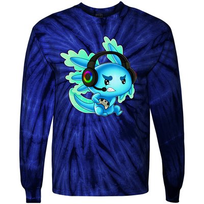 Gaming Axolotl Ambystoma Mexicanum Mexican Walking Fish Tie-Dye Long Sleeve Shirt