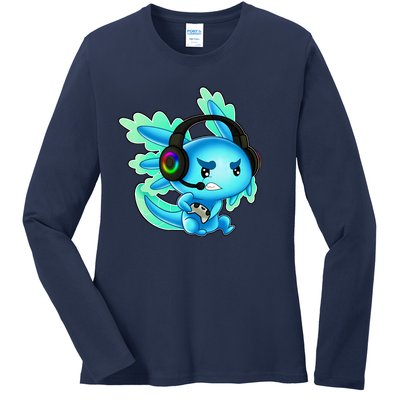 Gaming Axolotl Ambystoma Mexicanum Mexican Walking Fish Ladies Long Sleeve Shirt