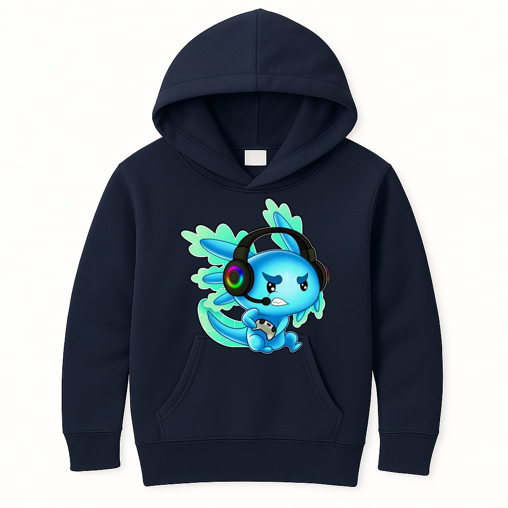 Gaming Axolotl Ambystoma Mexicanum Mexican Walking Fish Kids Hoodie