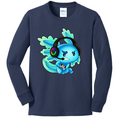 Gaming Axolotl Ambystoma Mexicanum Mexican Walking Fish Kids Long Sleeve Shirt