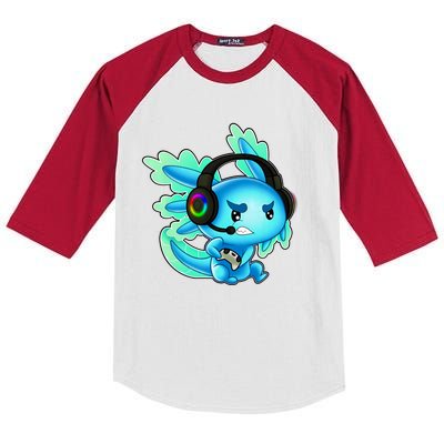 Gaming Axolotl Ambystoma Mexicanum Mexican Walking Fish Kids Colorblock Raglan Jersey