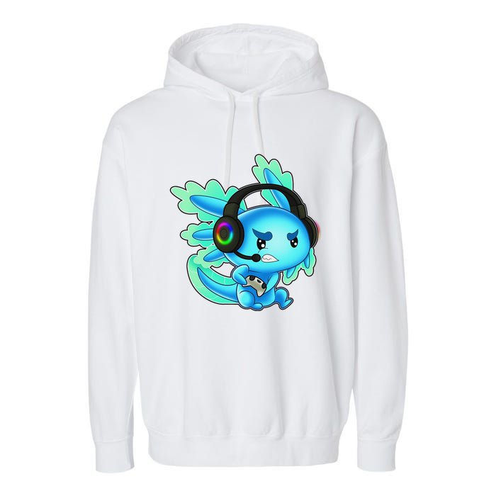 Gaming Axolotl Ambystoma Mexicanum Mexican Walking Fish  Garment-Dyed Fleece Hoodie