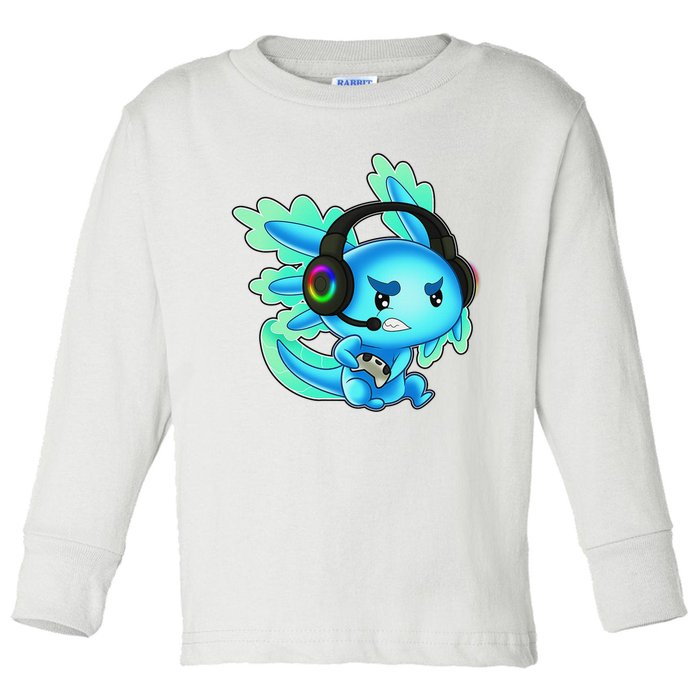 Gaming Axolotl Ambystoma Mexicanum Mexican Walking Fish  Toddler Long Sleeve Shirt