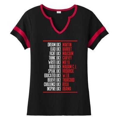 Greatest African American Leaders Black History Month Attire Gift Ladies Halftime Notch Neck Tee