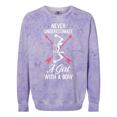 Girl Archer Archery Bowwomen Bow Bowhunter Toxophilite Arrow Colorblast Crewneck Sweatshirt