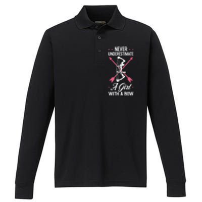 Girl Archer Archery Bowwomen Bow Bowhunter Toxophilite Arrow Performance Long Sleeve Polo