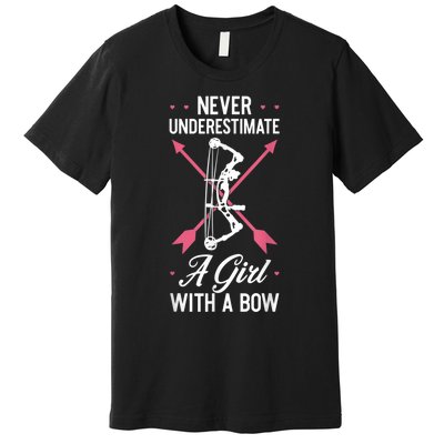 Girl Archer Archery Bowwomen Bow Bowhunter Toxophilite Arrow Premium T-Shirt