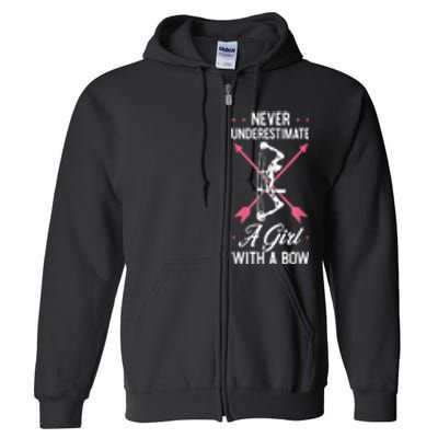 Girl Archer Archery Bowwomen Bow Bowhunter Toxophilite Arrow Full Zip Hoodie