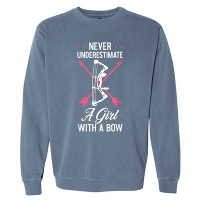 Girl Archer Archery Bowwomen Bow Bowhunter Toxophilite Arrow Garment-Dyed Sweatshirt