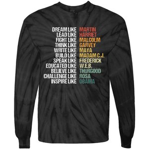 Greatest African American Leaders Black History Month Attire Tie-Dye Long Sleeve Shirt