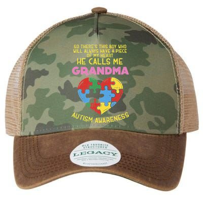 Grandma Autism Awareness Austistic  Piece My Heart Legacy Tie Dye Trucker Hat