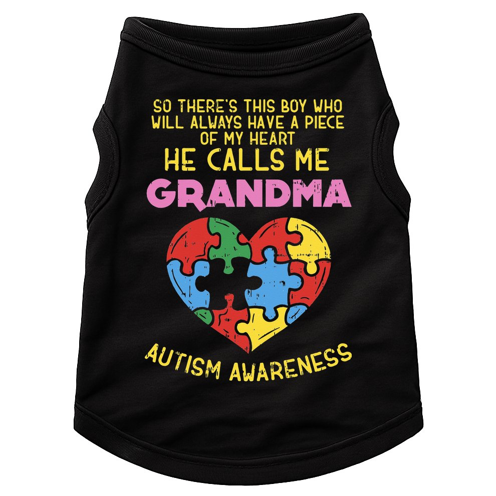Grandma Autism Awareness Austistic  Piece My Heart Doggie Tank