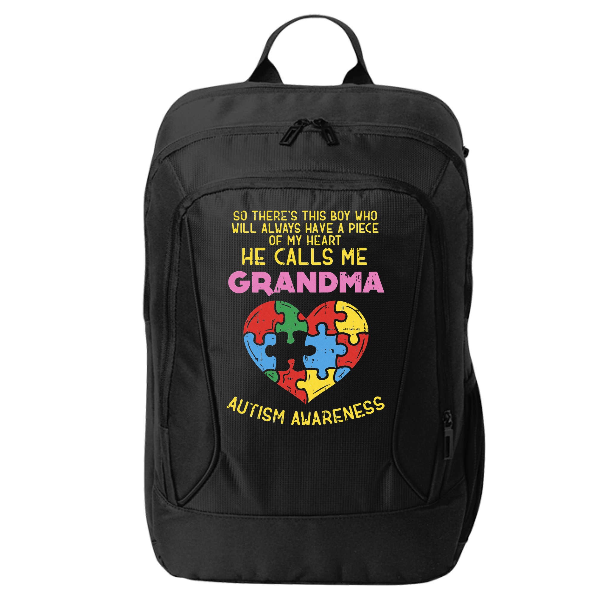 Grandma Autism Awareness Austistic  Piece My Heart City Backpack