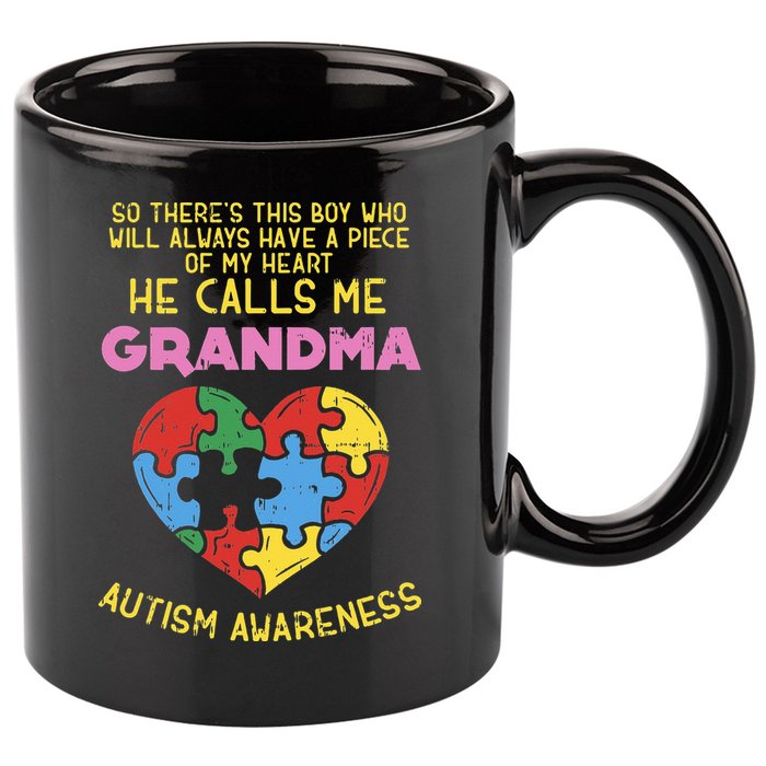 Grandma Autism Awareness Austistic  Piece My Heart 11oz C Handle Ceramic Mug