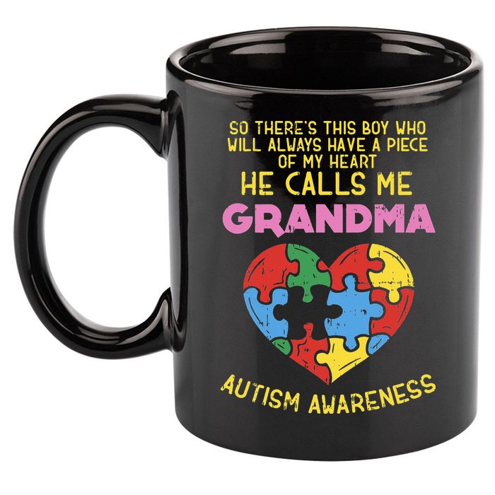 Grandma Autism Awareness Austistic  Piece My Heart 11oz C Handle Ceramic Mug