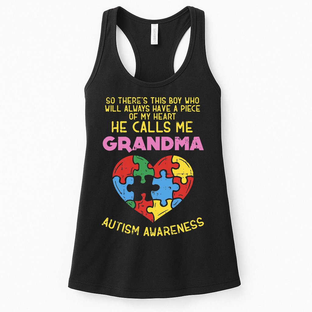 Grandma Autism Awareness Austistic  Piece My Heart Womens Tank Top