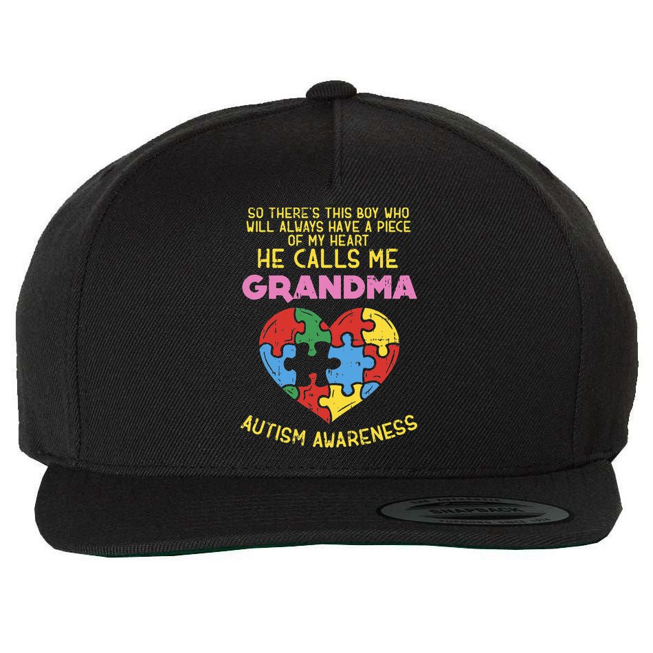 Grandma Autism Awareness Austistic  Piece My Heart Wool Snapback Cap