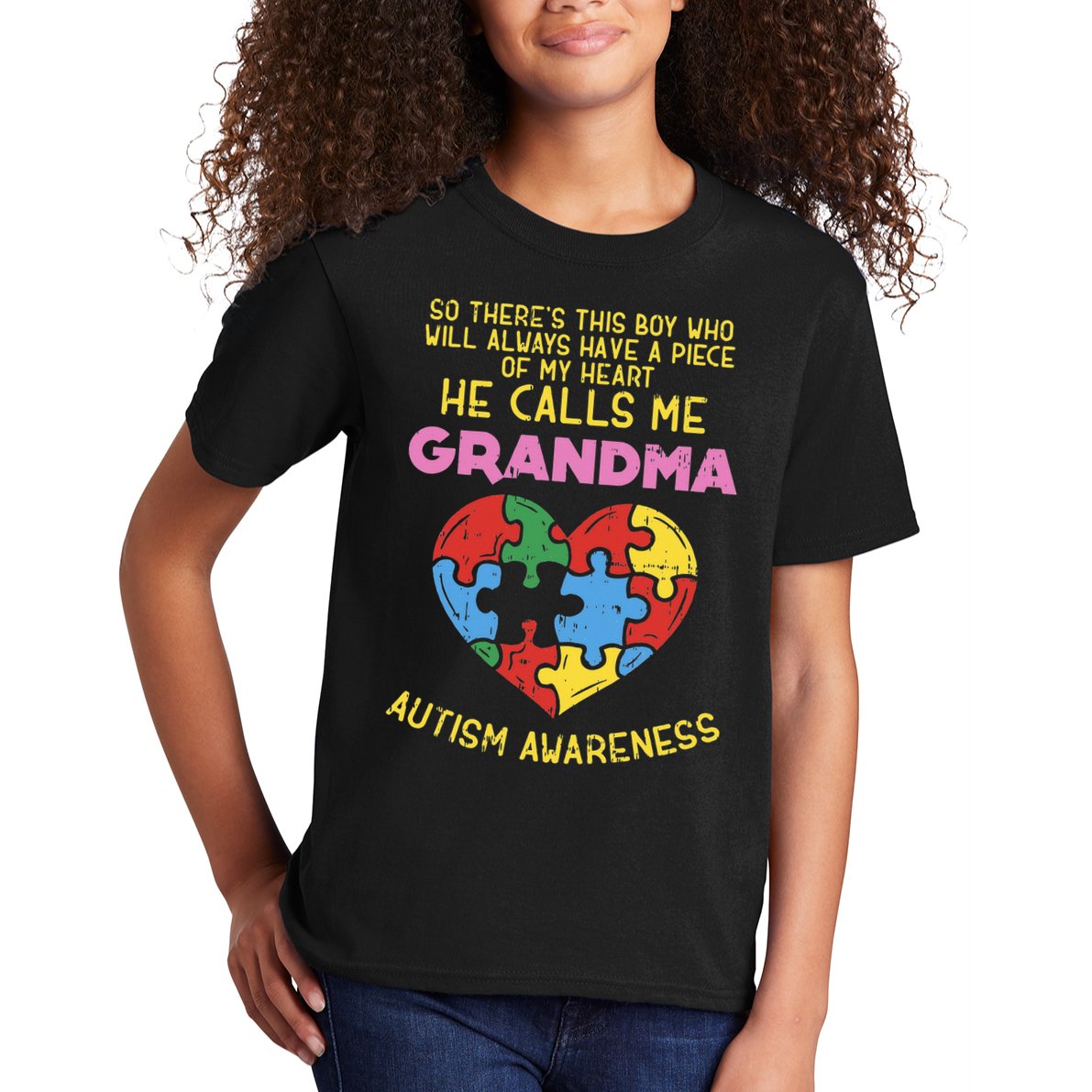 Grandma Autism Awareness Austistic  Piece My Heart Kids T-Shirt