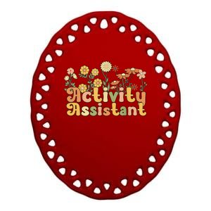 Groovy Activity Assistant Flowers Ceramic Oval Ornament