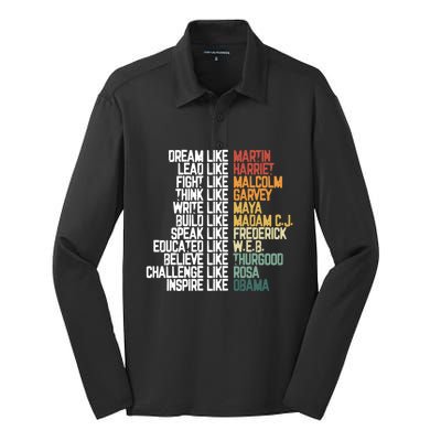 Greatest African American Leaders Black History Month Attire Funny Gift Silk Touch Performance Long Sleeve Polo