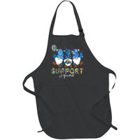 Gnomes Autism Awareness Support Squad Blue Ribbon Full-Length Apron With Pockets