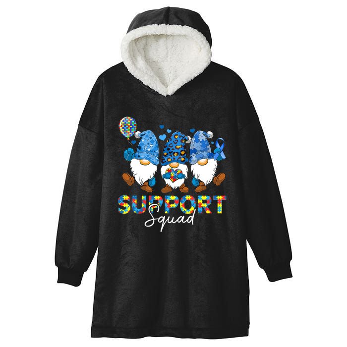 Gnomes Autism Awareness Support Squad Blue Ribbon Hooded Wearable Blanket