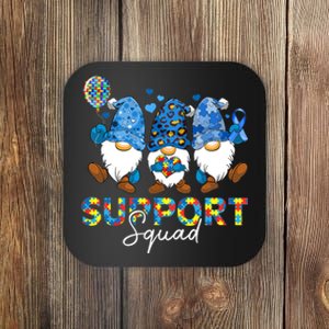 Gnomes Autism Awareness Support Squad Blue Ribbon Coaster