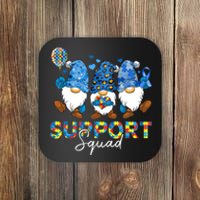 Gnomes Autism Awareness Support Squad Blue Ribbon Coaster