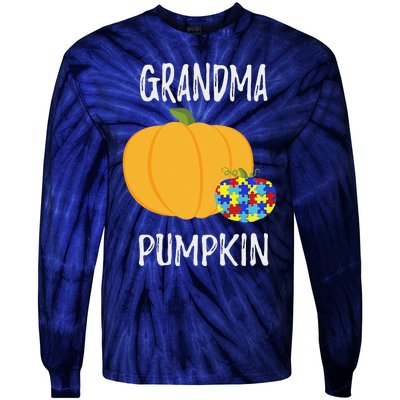 Grandmapumpkin Autism Awareness Funny Funny For Tie-Dye Long Sleeve Shirt