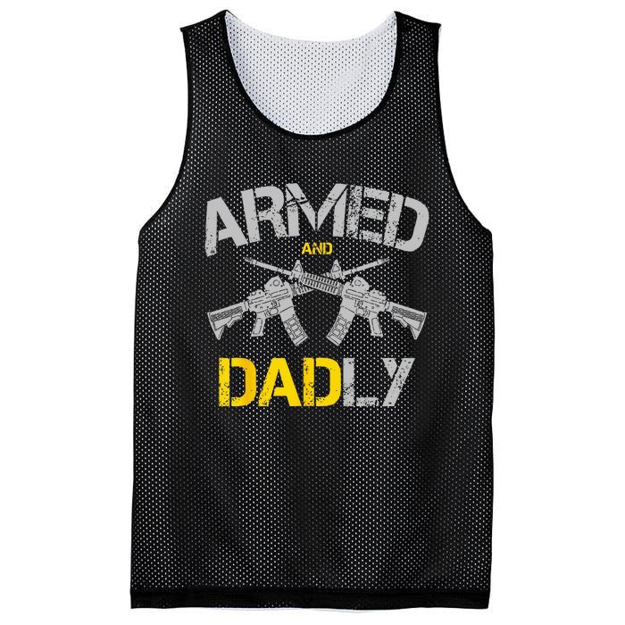 Guns Armed And Dadly Funny Deadly Father Mesh Reversible Basketball Jersey Tank