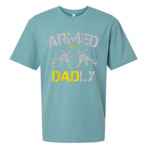 Guns Armed And Dadly Funny Deadly Father Sueded Cloud Jersey T-Shirt