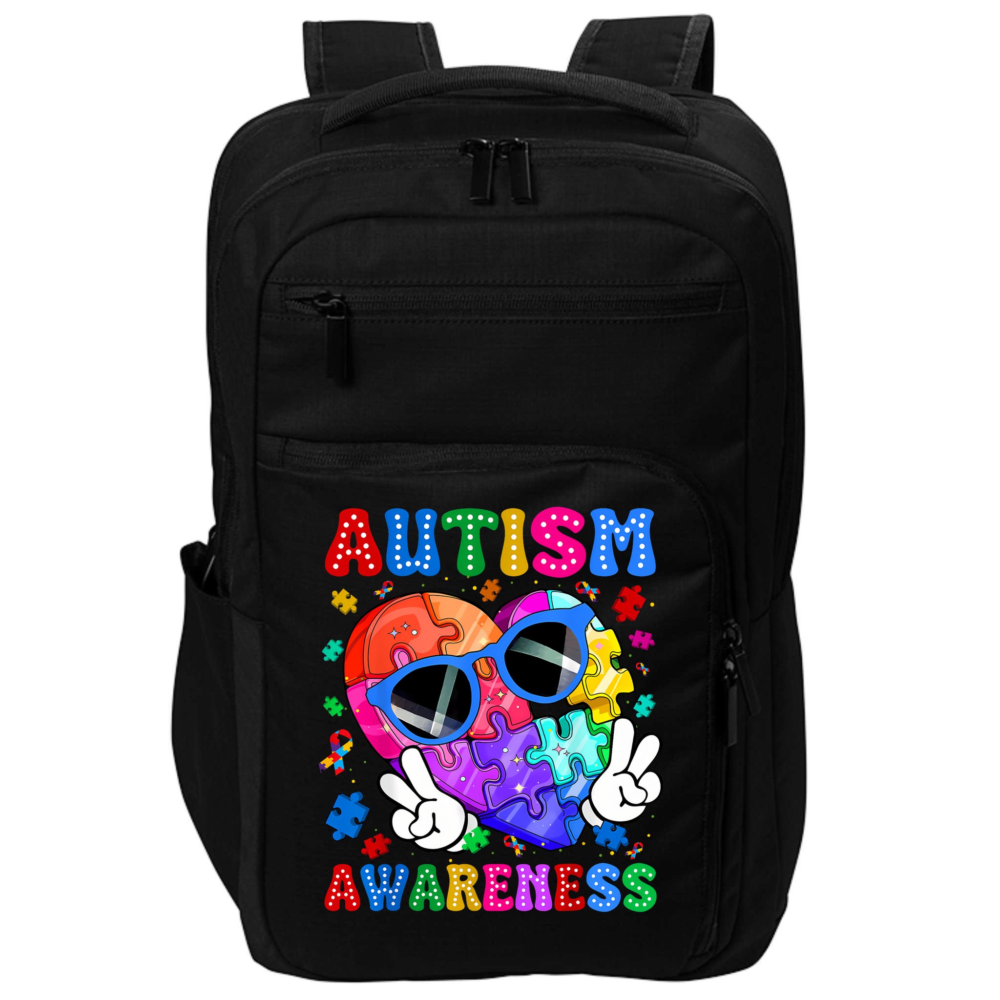 Groovy Autism Awareness  Autistic Autism Impact Tech Backpack